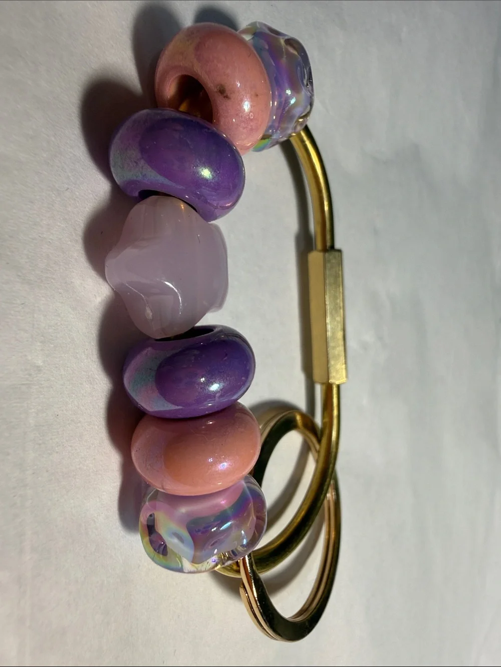 Beaded Star Charm Keyring in Pink and Purple